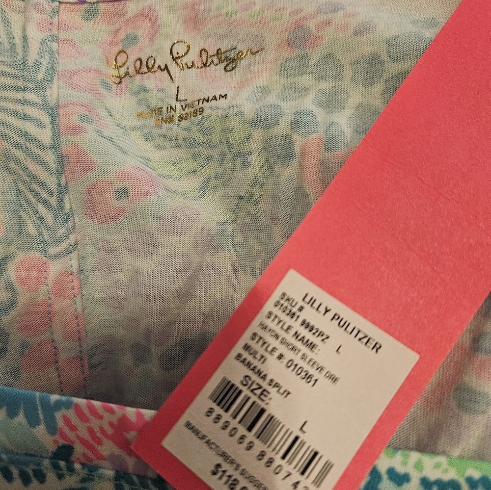 Lilly Pulitzer Hayon Short Sleeve  Dress (Banana Split) Size L - Picture 13 of 13